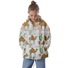 Camels Cactus Desert Pattern Kids  Oversized Hoodie