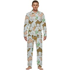 Camels Cactus Desert Pattern Men s Long Sleeve Velvet Pocket Pajamas Set