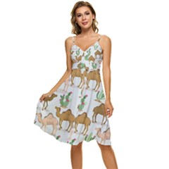 Camels Cactus Desert Pattern Sleeveless Tie Front Chiffon Dress by Hannah976