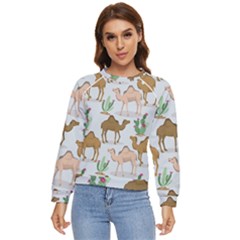 Camels Cactus Desert Pattern Women s Long Sleeve Raglan T-Shirt