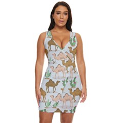 Camels Cactus Desert Pattern Draped Bodycon Dress