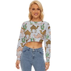 Camels Cactus Desert Pattern Lightweight Long Sleeve Sweatshirt