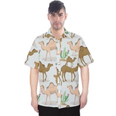 Camels Cactus Desert Pattern Men s Hawaii Shirt
