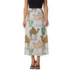 Camels Cactus Desert Pattern Classic Midi Chiffon Skirt