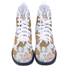 Camels Cactus Desert Pattern Kid s High-Top Canvas Sneakers