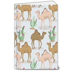 Camels Cactus Desert Pattern 8  x 10  Hardcover Notebook