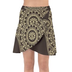 Hamsa Hand Drawn Symbol With Flower Decorative Pattern Wrap Front Skirt