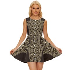 Hamsa Hand Drawn Symbol With Flower Decorative Pattern Sleeveless Button Up Dress by Hannah976