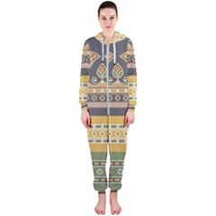Seamless Pattern Egyptian Ornament With Lotus Flower Hooded Jumpsuit (ladies) by Hannah976