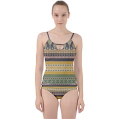 Seamless Pattern Egyptian Ornament With Lotus Flower Cut Out Top Tankini Set