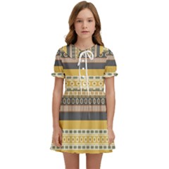 Seamless Pattern Egyptian Ornament With Lotus Flower Kids  Sweet Collar Dress