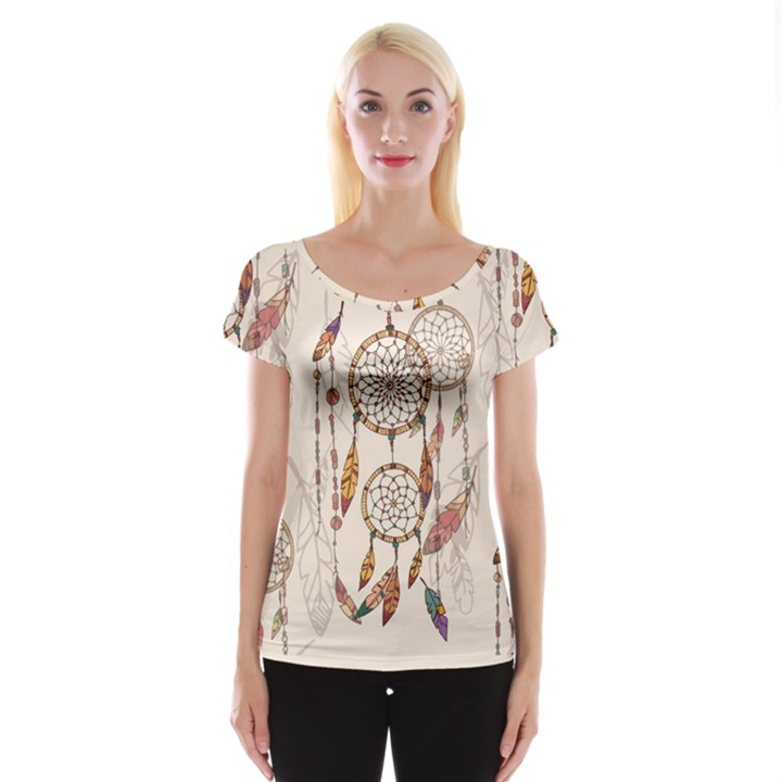 Coloured Dreamcatcher Background Cap Sleeve Top