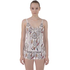 Coloured Dreamcatcher Background Tie Front Two Piece Tankini