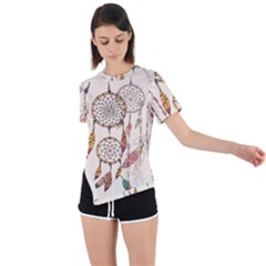 Coloured Dreamcatcher Background Asymmetrical Short Sleeve Sports T-shirt by Hannah976