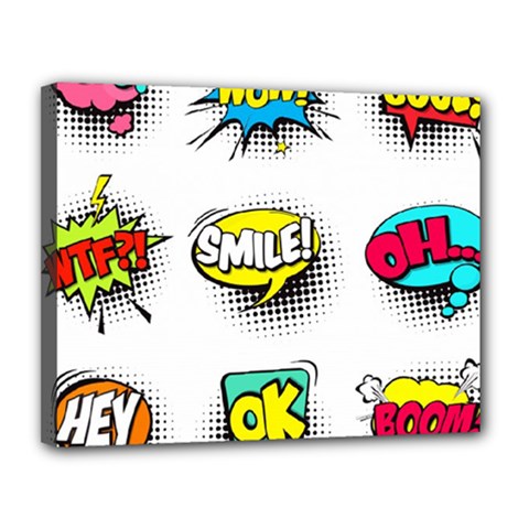 Set Colorful Comic Speech Bubbles Canvas 14  x 11  (Stretched)