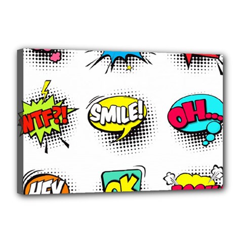 Set Colorful Comic Speech Bubbles Canvas 18  X 12  (stretched) by Hannah976