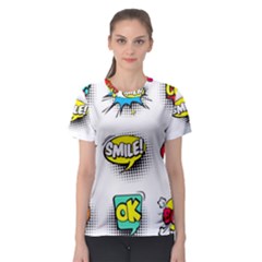 Set Colorful Comic Speech Bubbles Women s Sport Mesh T-Shirt