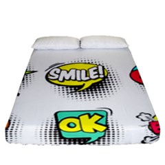 Set Colorful Comic Speech Bubbles Fitted Sheet (Queen Size)