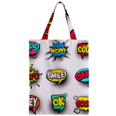 Set Colorful Comic Speech Bubbles Zipper Classic Tote Bag