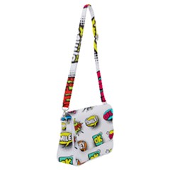 Set Colorful Comic Speech Bubbles Shoulder Bag with Back Zipper