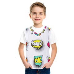 Set Colorful Comic Speech Bubbles Kids  Basketball Tank Top