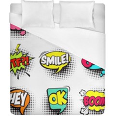 Set Colorful Comic Speech Bubbles Duvet Cover (California King Size)