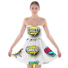 Set Colorful Comic Speech Bubbles Strapless Bra Top Dress