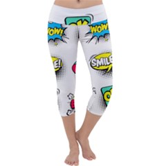 Set Colorful Comic Speech Bubbles Capri Yoga Leggings