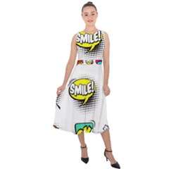 Set Colorful Comic Speech Bubbles Midi Tie-Back Chiffon Dress