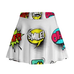 Set Colorful Comic Speech Bubbles Mini Flare Skirt