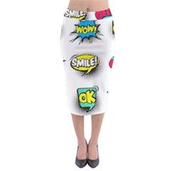 Set Colorful Comic Speech Bubbles Midi Pencil Skirt