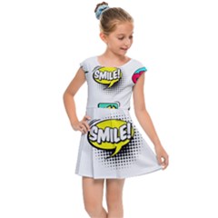 Set Colorful Comic Speech Bubbles Kids  Cap Sleeve Dress