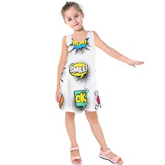 Set Colorful Comic Speech Bubbles Kids  Sleeveless Dress by Hannah976