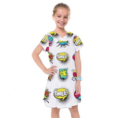 Set Colorful Comic Speech Bubbles Kids  Drop Waist Dress