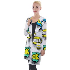 Set Colorful Comic Speech Bubbles Hooded Pocket Cardigan