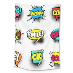 Set Colorful Comic Speech Bubbles Large Tapestry