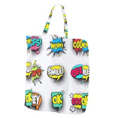 Set Colorful Comic Speech Bubbles Giant Grocery Tote