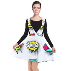 Set Colorful Comic Speech Bubbles Plunge Pinafore Dress