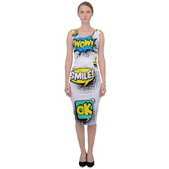 Set Colorful Comic Speech Bubbles Sleeveless Pencil Dress