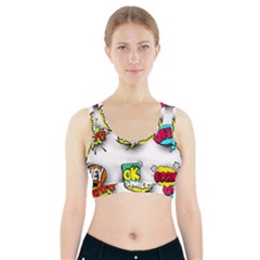 Set Colorful Comic Speech Bubbles Sports Bra With Pocket by Hannah976