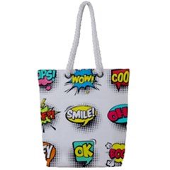 Set Colorful Comic Speech Bubbles Full Print Rope Handle Tote (Small)