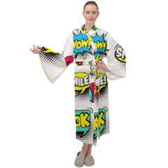 Set Colorful Comic Speech Bubbles Maxi Velvet Kimono