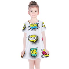 Set Colorful Comic Speech Bubbles Kids  Simple Cotton Dress