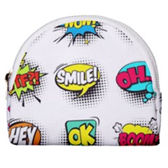 Set Colorful Comic Speech Bubbles Horseshoe Style Canvas Pouch