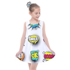 Set Colorful Comic Speech Bubbles Kids  Summer Dress