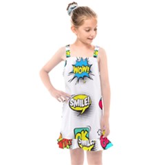 Set Colorful Comic Speech Bubbles Kids  Overall Dress