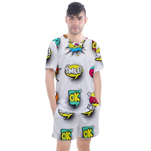 Set Colorful Comic Speech Bubbles Men s Mesh T-shirt And Shorts Set by Hannah976