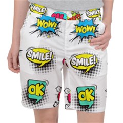 Set Colorful Comic Speech Bubbles Women s Pocket Shorts