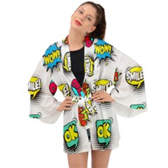 Set Colorful Comic Speech Bubbles Long Sleeve Kimono