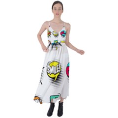 Set Colorful Comic Speech Bubbles Tie Back Maxi Dress